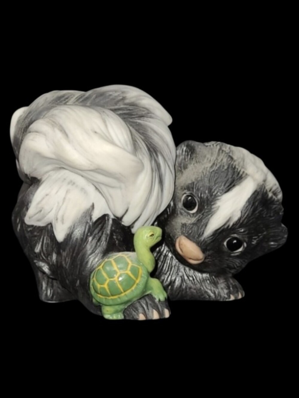 1985 FRANKLIN MINT "CURIOSITY" SKUNK AND TURTLE BY DEBORAH BELL JARRETT